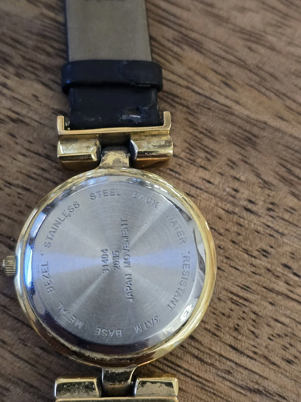 LeBeau Gold-Tone Women's Quartz Watch with Black Strap